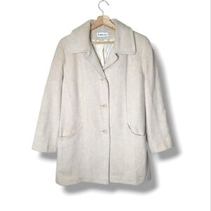 Herman Kay Vintage 80s Winter White Coat USA Made Classic Ladylike Tailoring 12